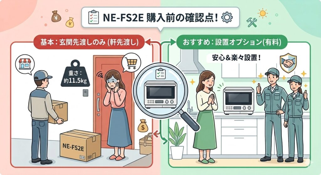 NE-FS2E購入前に確認すべき注意点　配送設置の可否と追加料金の有無
