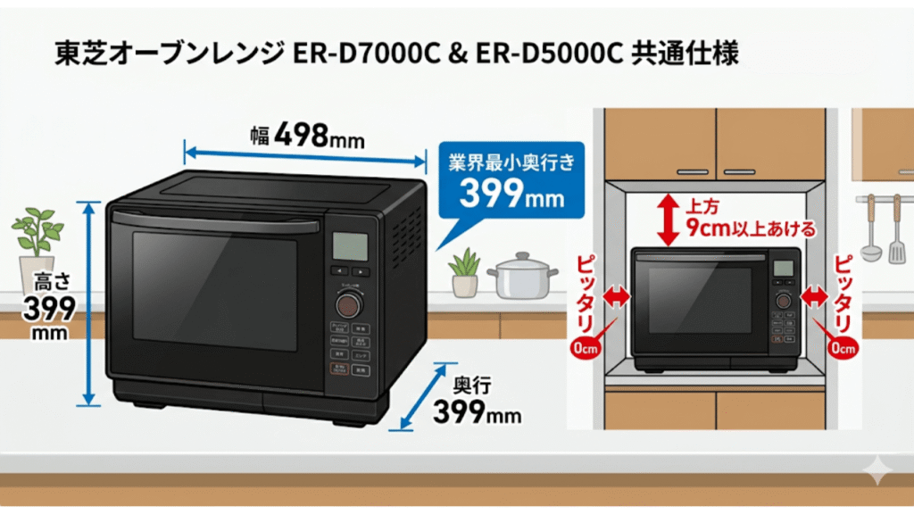 ER-D7000CとER-D5000C　本体サイズと設置スペース