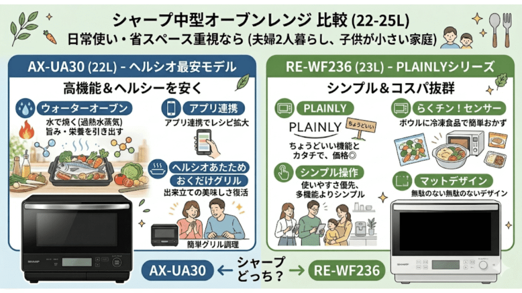 オーブンレンジ　シャープ　日立　どっち　中型オーブンレンジ