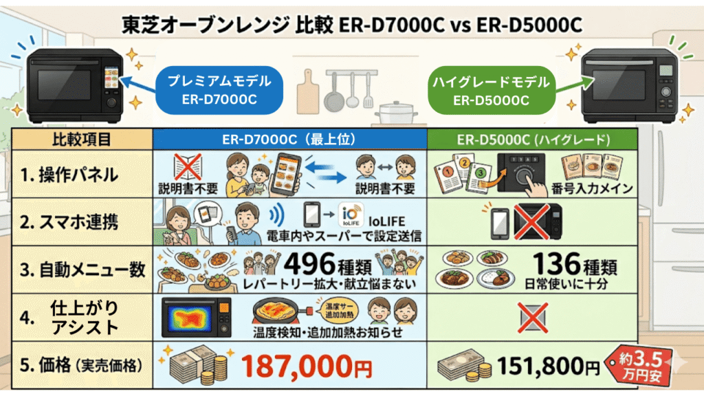 ER-D7000CとER-D5000Cの違いを比較