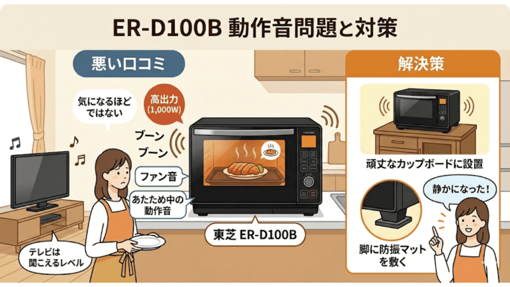 ER-D100Bの悪い口コミと解決策 あたため中の動作音がやや大きい