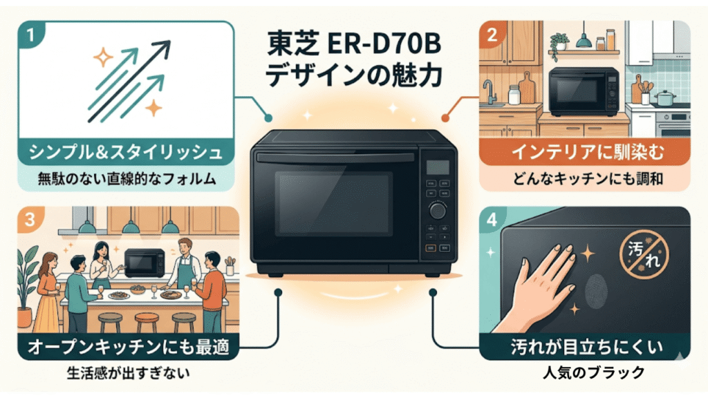 ER-D70Bの良い口コミ　キッチンに馴染む！シンプルでおしゃれなデザイン