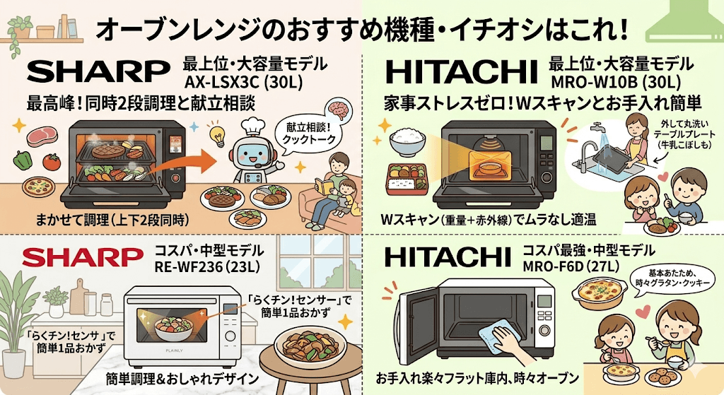 オーブンレンジ　シャープ　日立　おすすめ