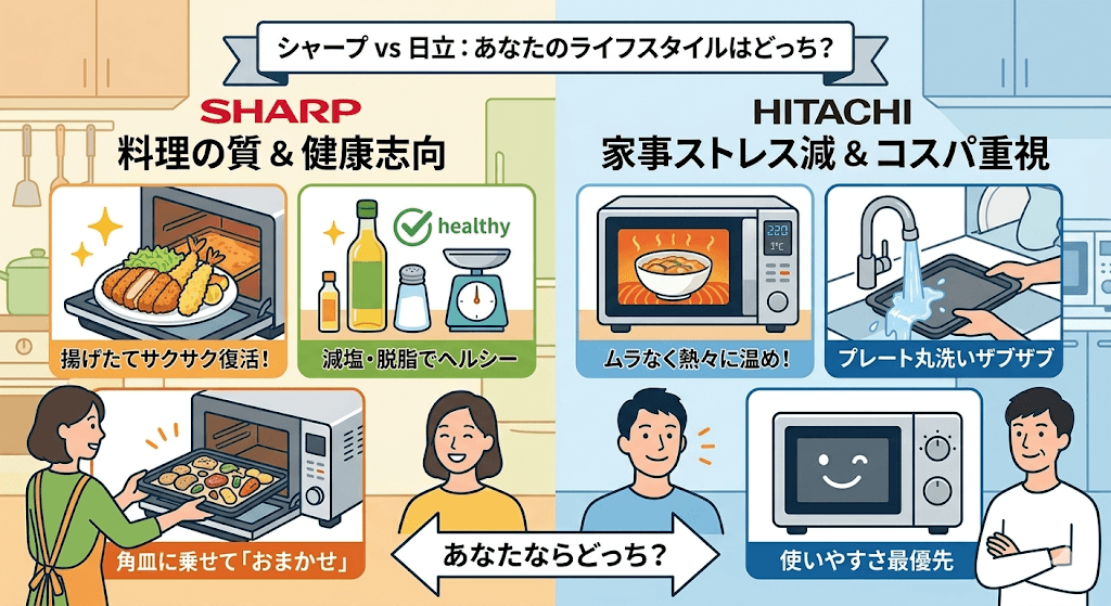 オーブンレンジ　シャープと日立、あなたのライフスタイルにはどっち？