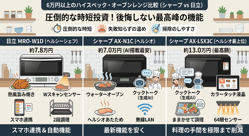 オーブンレンジ　シャープ　日立　6万円以上