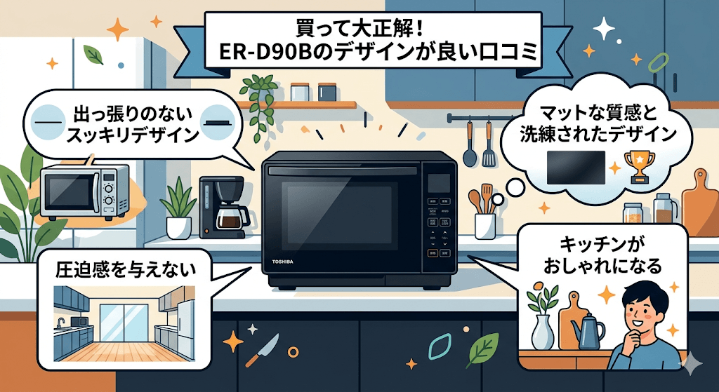 ER-D90Bの良い口コミ　出っ張りのないスッキリしたデザイン