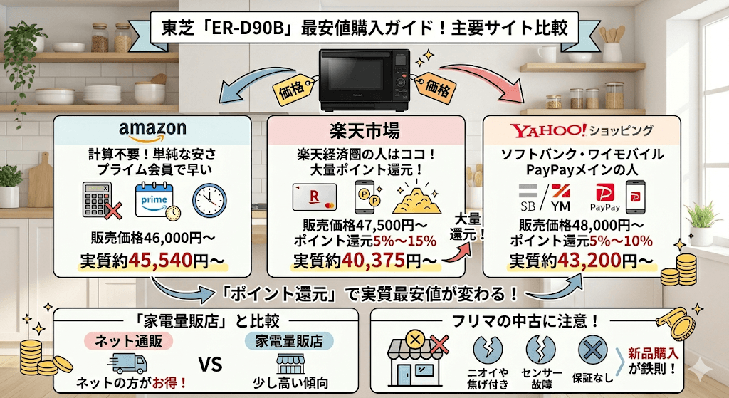 東芝「ER-D90B」の最安値はいくら？主要サイトの価格比較