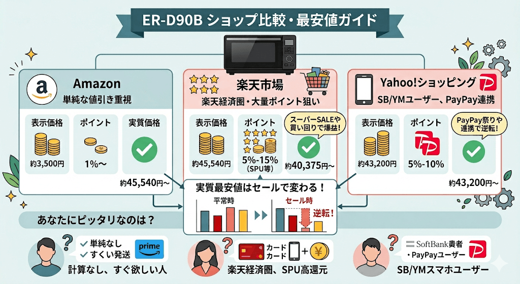 Amazon・楽天・Yahoo!ショッピングのER-D90B最安値一覧