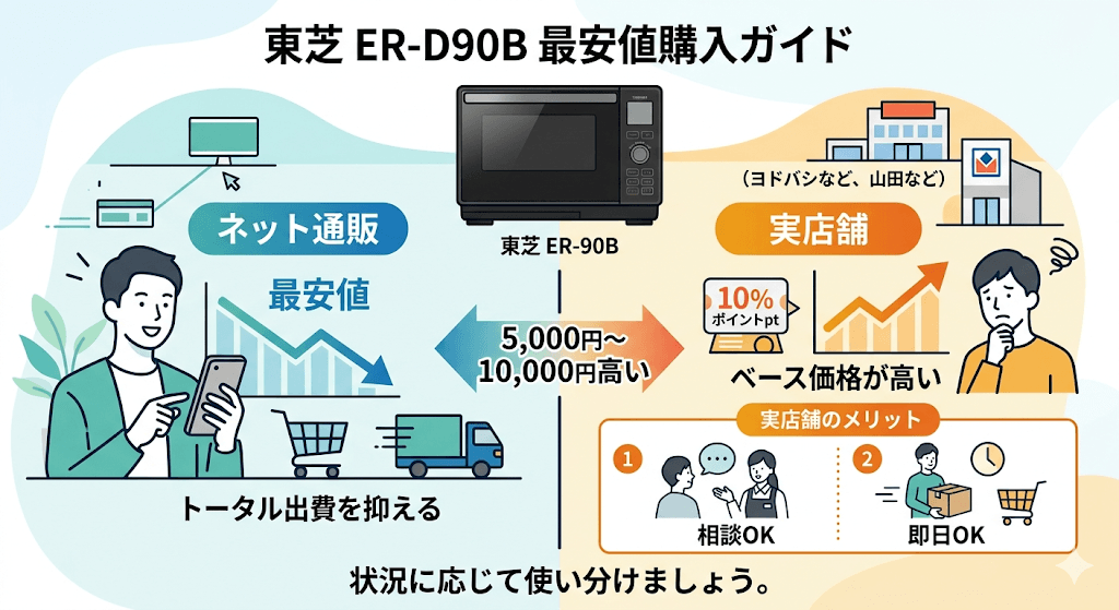 ER-D90Bの家電量販店とネット通販の価格差