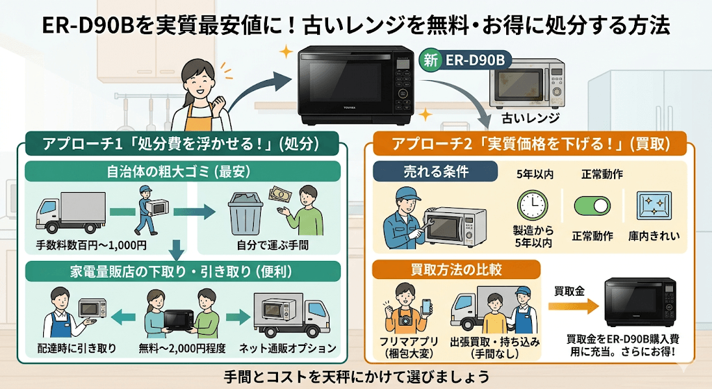 ER-D90Bを実質最安値に！古いレンジを無料・お得に処分する方法