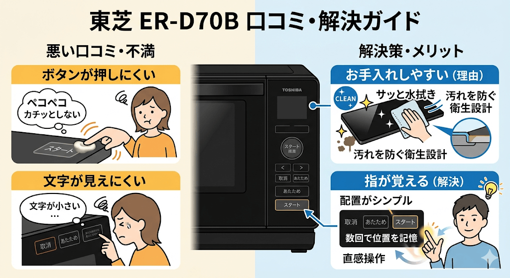 ER-D70Bの悪い口コミと解決策　ボタンが押しにくい・見えにくい