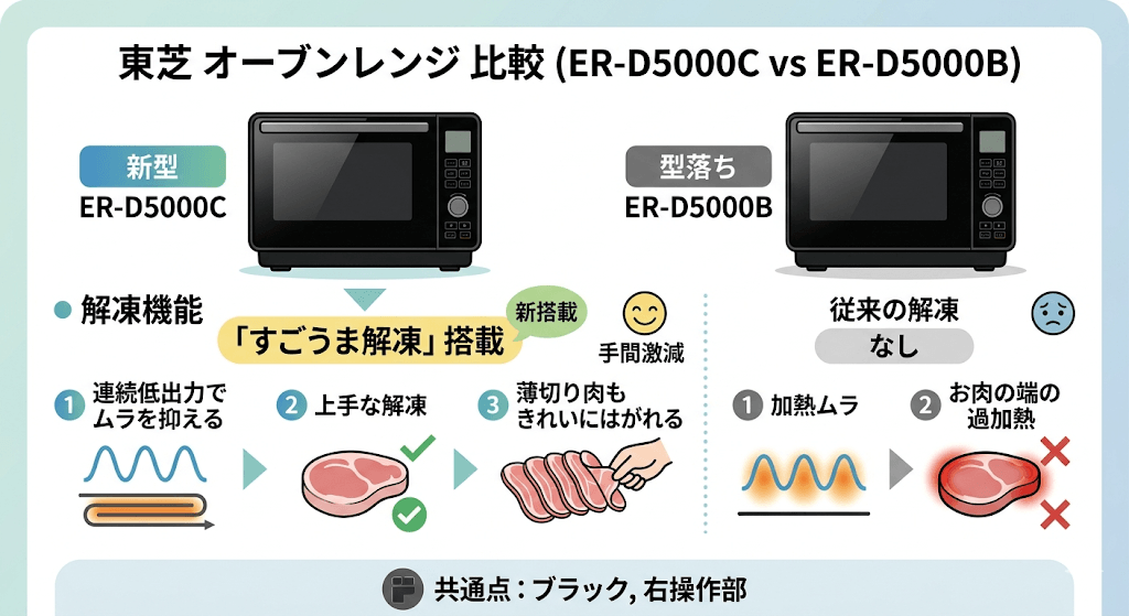 ER-D5000Cと型落ちER-D5000Bの違いを比較 「すごうま解凍」