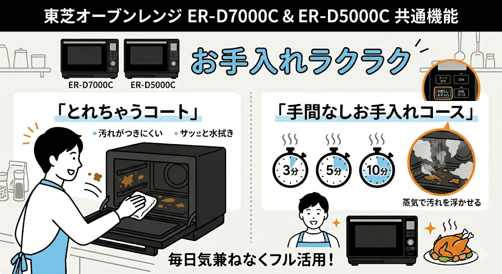 ER-D7000CとER-D5000Cの共通機能　お手入れ庫内コーティング