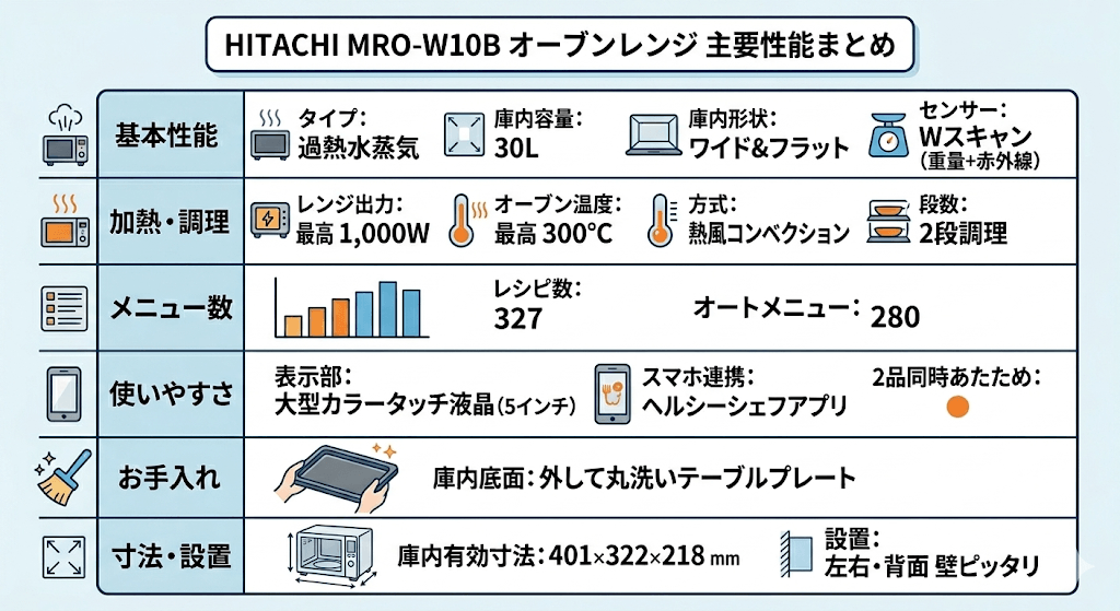 MRO-W10B　スペック表