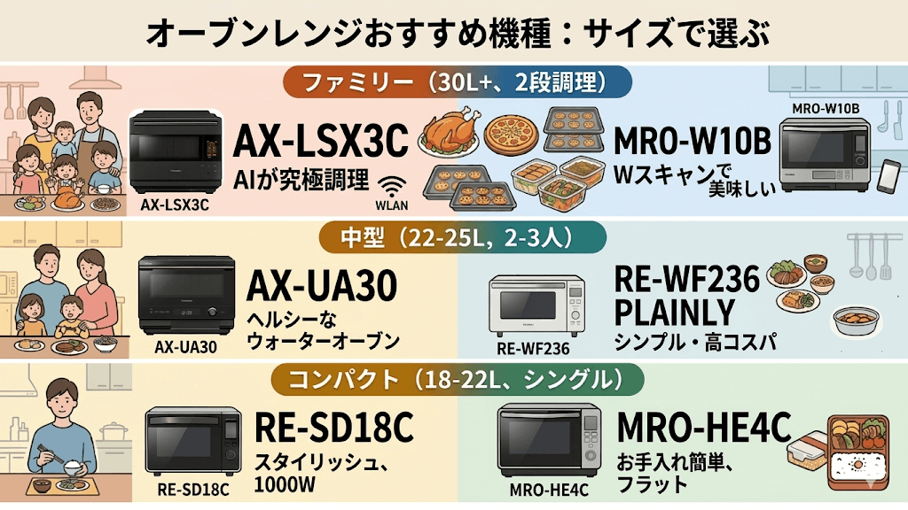 オーブンレンジ　シャープ　日立　【人数・容量別】失敗しないサイズ選びとおすすめ機種