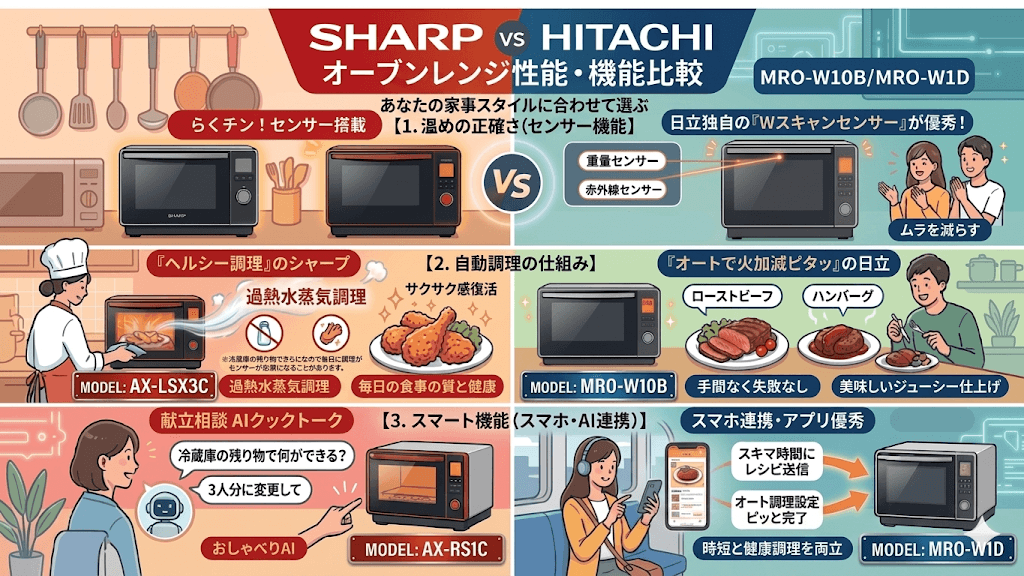 【性能・機能別】シャープvs日立 あなたが重視するポイントに合うオーブンレンジはどっち？