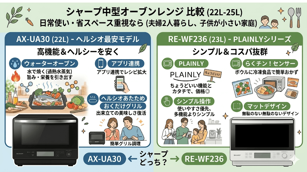 オーブンレンジ　シャープ　日立　どっち　中型オーブンレンジ