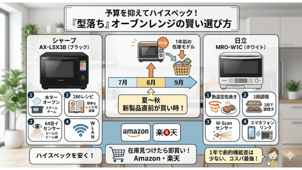 オーブンレンジ　シャープ　日立　型落ち