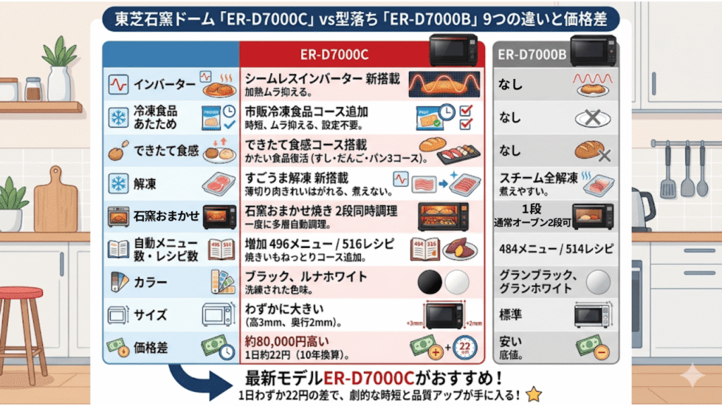 ER-D7000Cと型落ちER-D7000Bの違いを比較