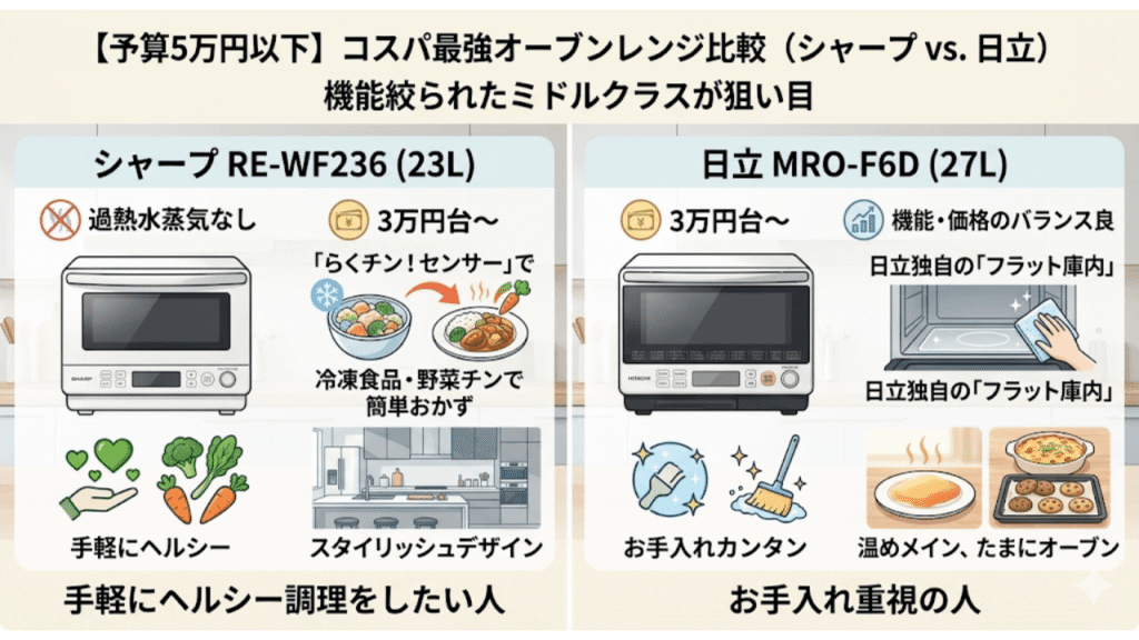 オーブンレンジ　シャープ　日立　5万以下