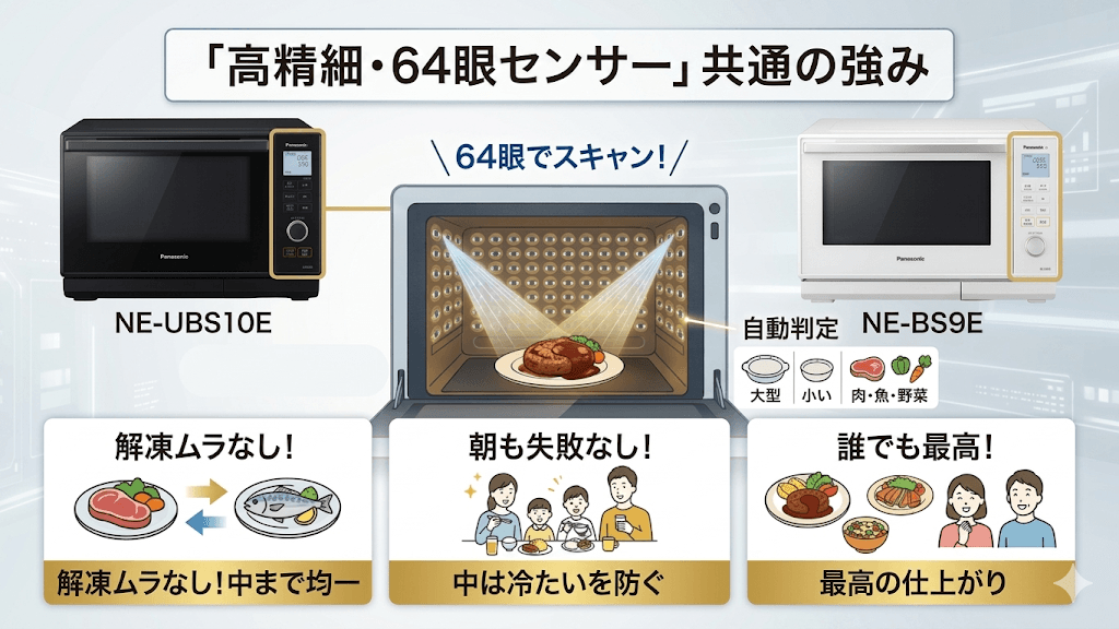 NE-UBS10EとNE-BS9Eの共通項目「高精細・64眼スピードセンサー」