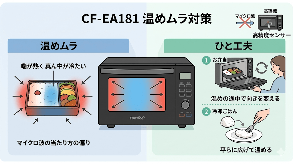 CF-EA181の悪い口コミ・デメリットと対策 温めムラ