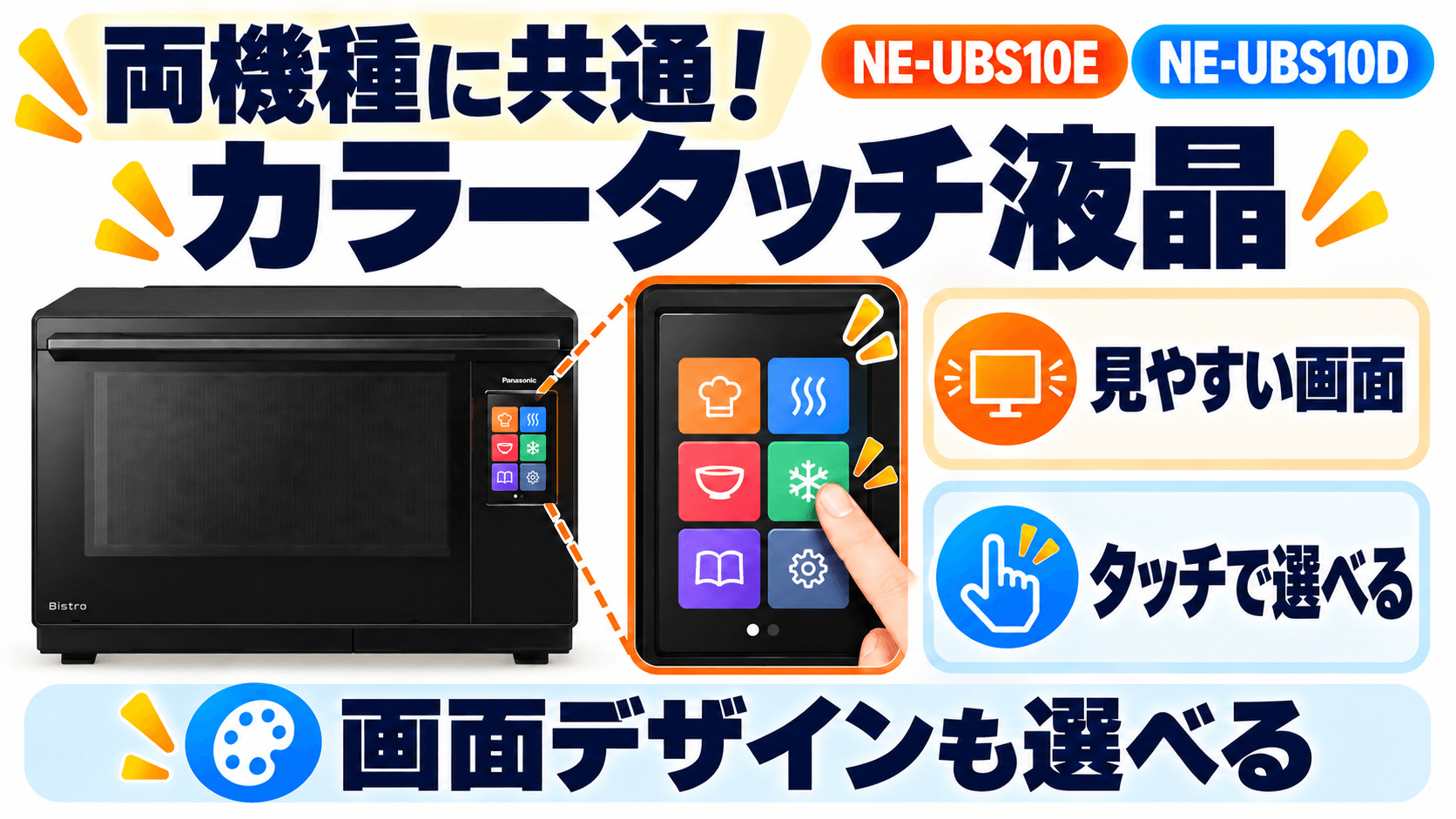 NE-UBS10EとNE-UBS10Dで「共通する基本性能」カラータッチ液晶