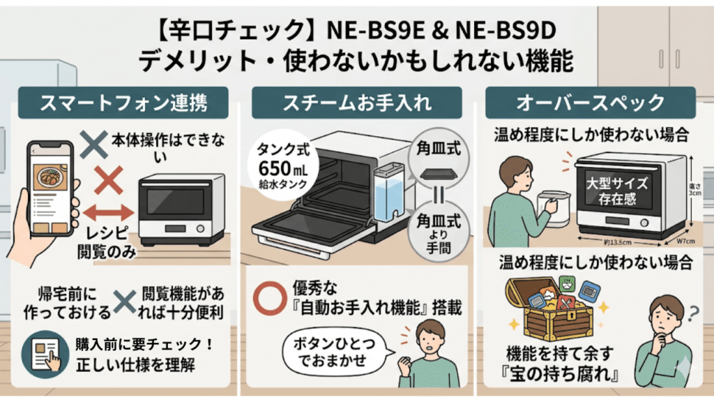 NE-BS9EとNE-BS9Dの「デメリット・使わないかもしれない機能」