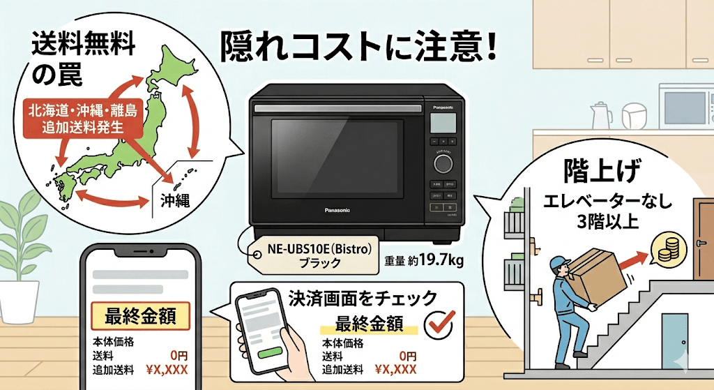NE-UBS10Eの隠れコスト 「送料無料」の落とし穴?大型家電ならではの追加送料に注意
