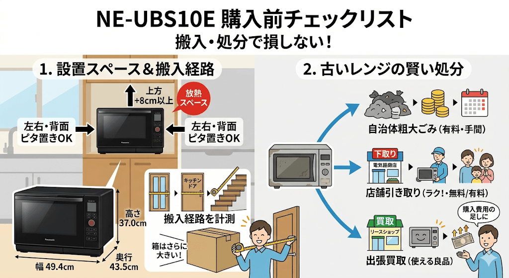 NE-UBS10E購入前に確認すべき設置スペースと古いレンジの出口戦略