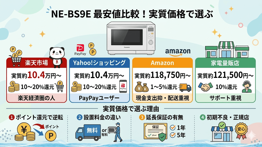 NE-BS9Eの最安値をひと目で比較！実質価格で選ぶのが鉄則