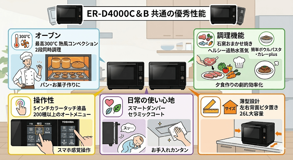 ER-D4000Cと型落ちER-D4000Bに共通する優秀な性能
