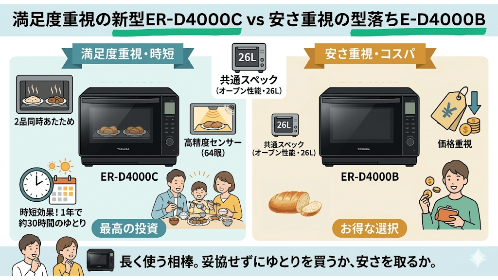 まとめ：満足度重視ならER-D4000C、安さ重視ならER-D4000B