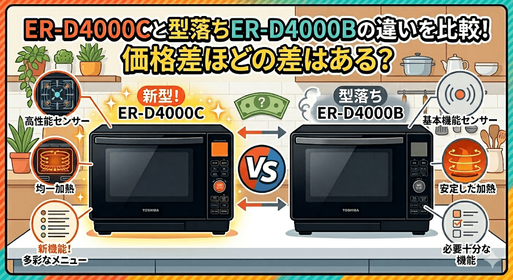 ER-D4000Cと型落ちER-D4000Bの違いを比較！価格差ほどの差はある？