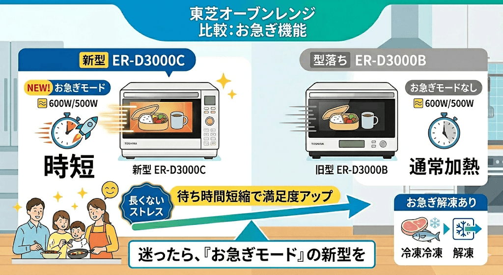 ER-D3000CとER-D3000Bの違い 「お急ぎモード」