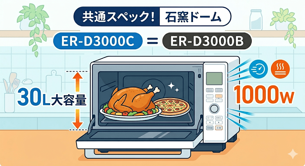 ER-D3000CとER-D3000Bの共通 レンジ機能