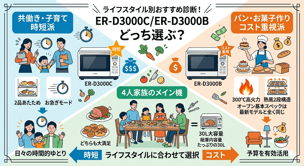 ライフスタイル別おすすめ診断!あなたはER-D3000C/ER-D3000Bのどっちを選ぶ?