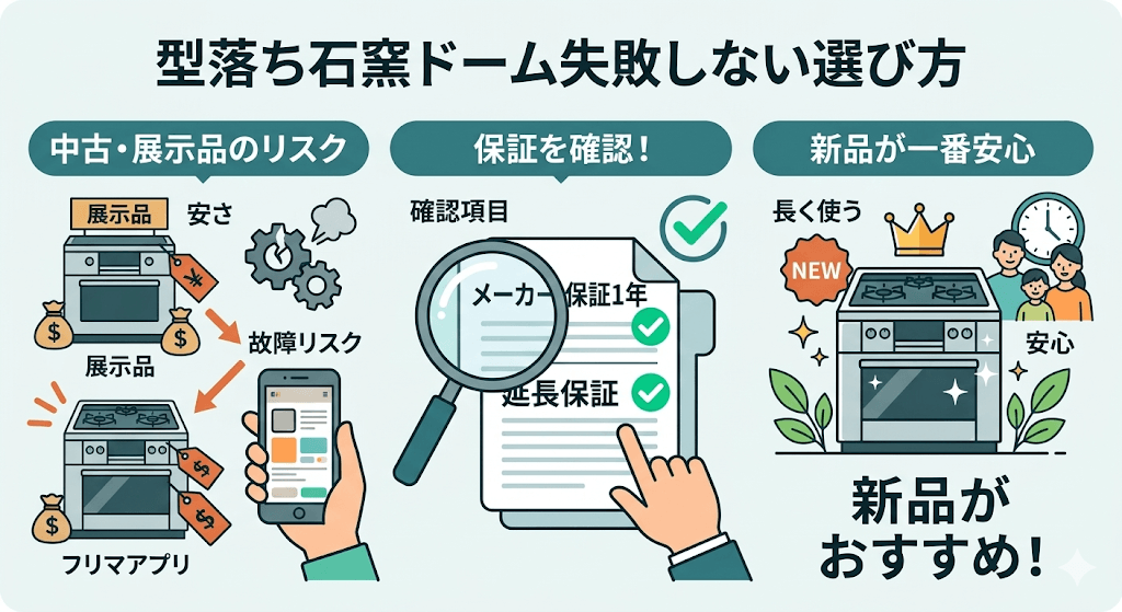 石窯ドーム型落ちを買うときの注意点 中古・展示品は保証を確認する