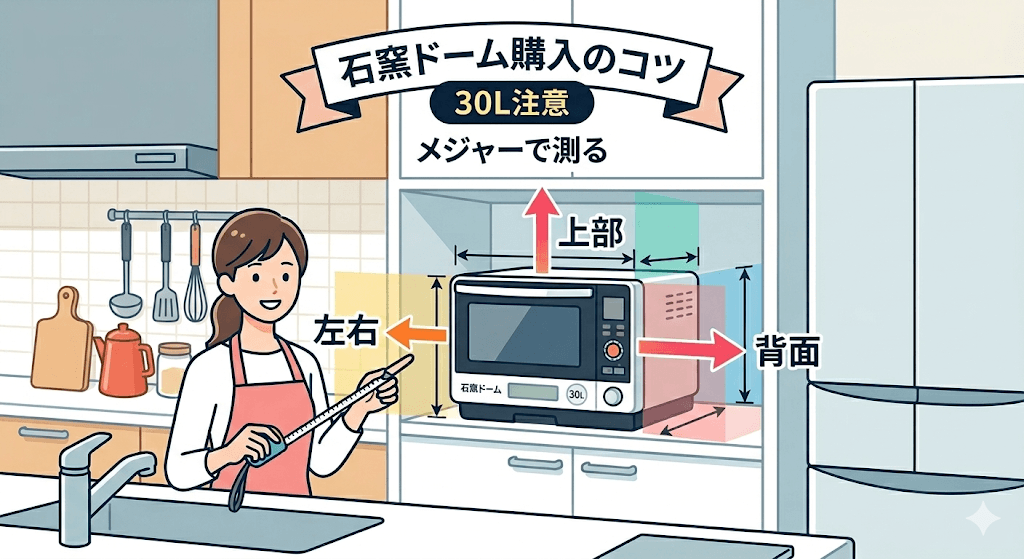石窯ドーム型落ちを買うときの注意点 サイズと放熱スペースを確認する