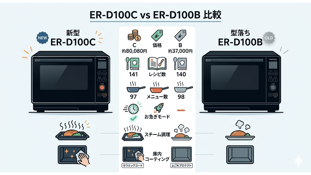 ER-D100Cと型落ちER-D100Bの違い