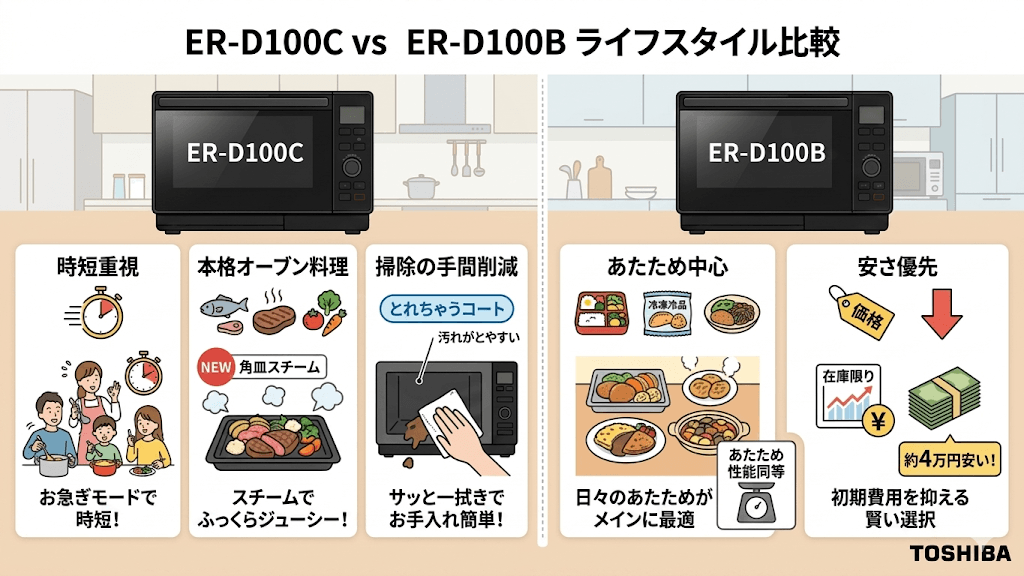 ライフスタイルで比較！ER-D100CとER-D100Bはどっちがおすすめ？