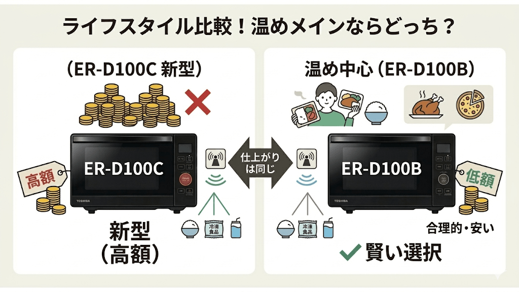 ライフスタイルで比較！ER-D100CとER-D100Bはどっちがおすすめ？　料理より温め中心ならER-D100B