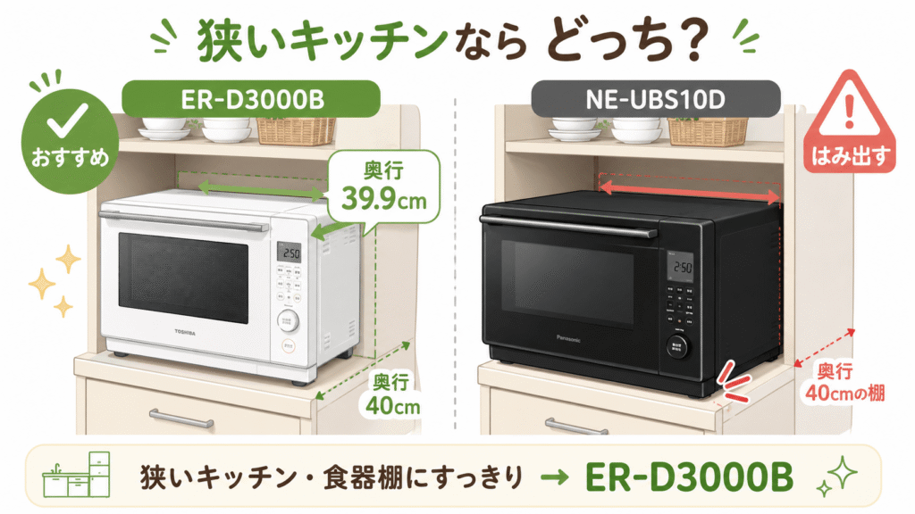 ライフスタイル別　ER-D3000B NE-UBS10D キッチンのスペースが狭く、食器棚にすっきり収めたいならER-D3000B