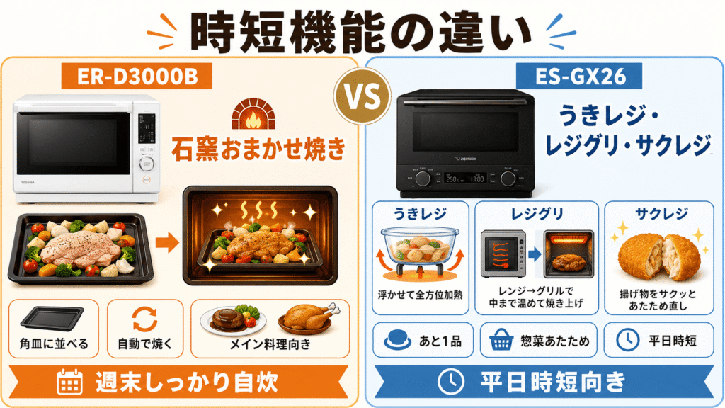 ER-D3000BとES-GX26の違い　独自時短機能の違い