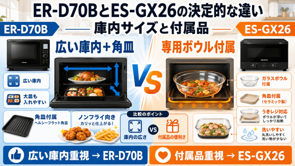 ER-D70BとES-GX26の決定的な違い　庫内サイズと付属品
