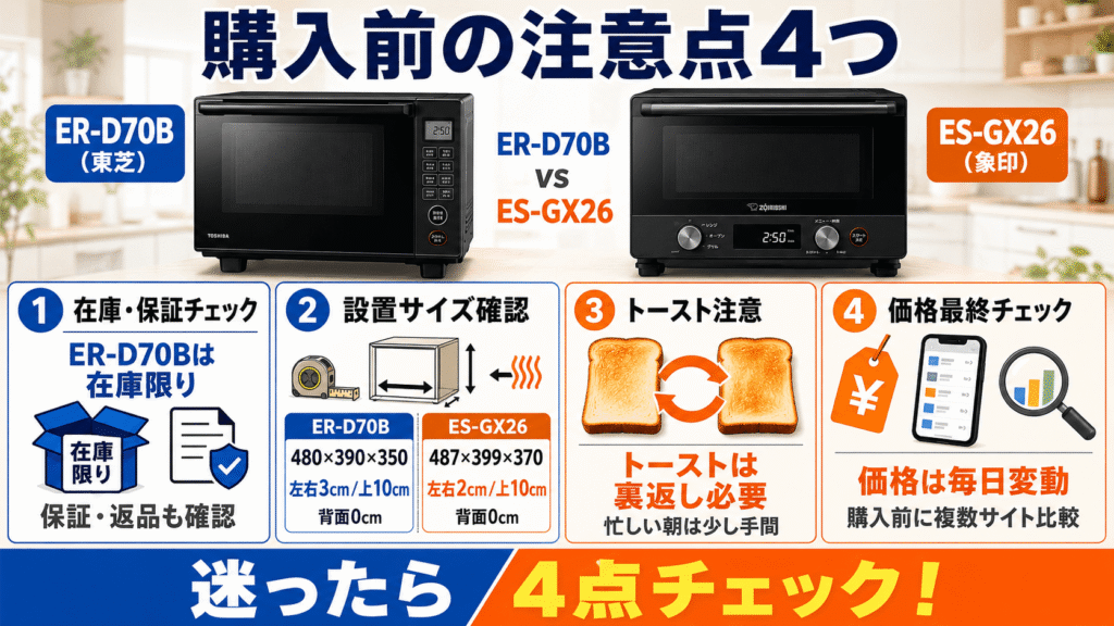 ER-D70BとES-GX26の購入前に確認すべき注意点4つ