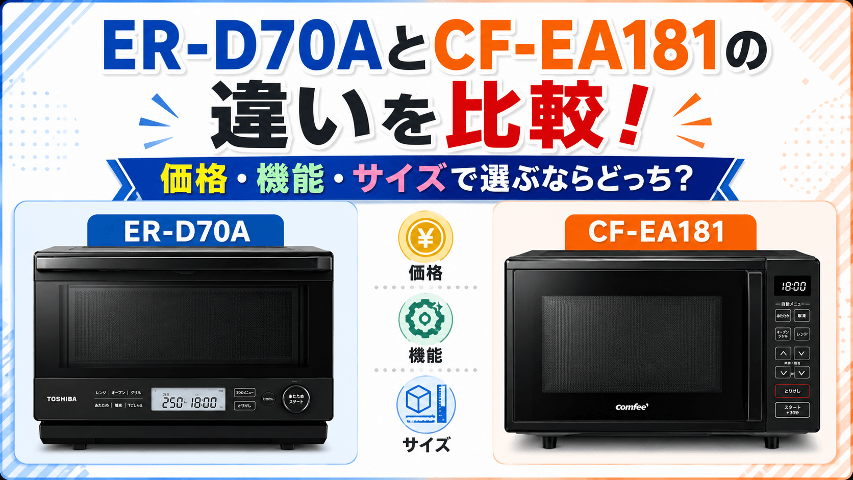 ER-D70AとCF-EA181の違いを比較！価格・機能・サイズで選ぶならどっち？