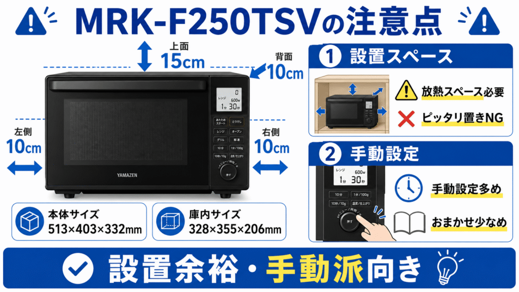 RE-WF232とMRK-F250TSV購入前にチェックすべき注意点 MRK-F250TSVの注意点