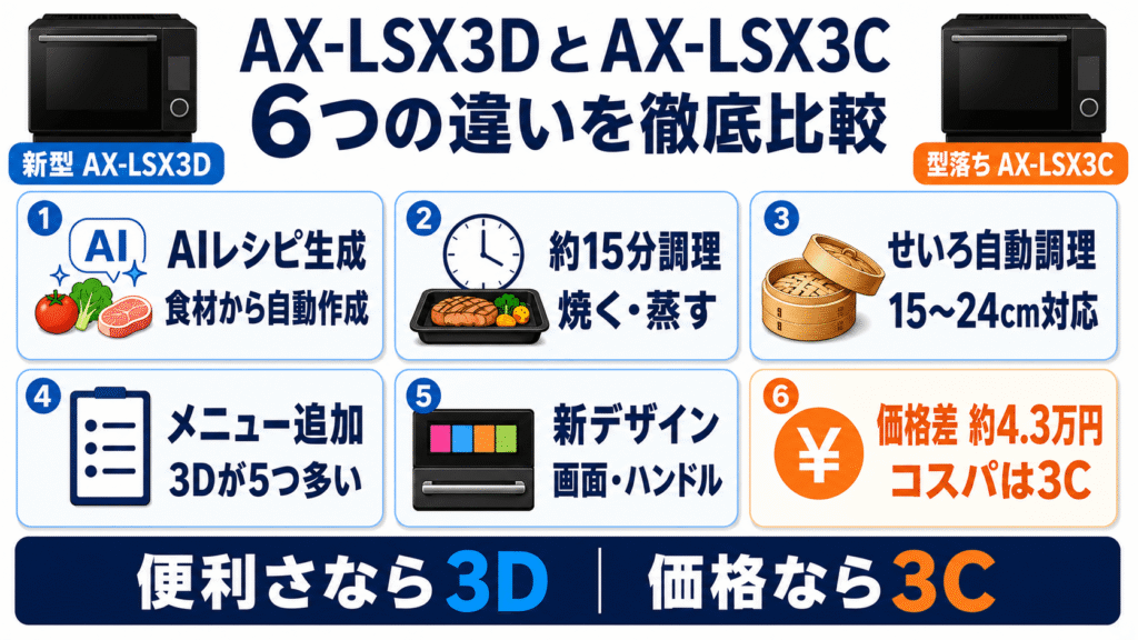 AX-LSX3Dと型落ちAX-LSX3Cの違い6つを徹底比較