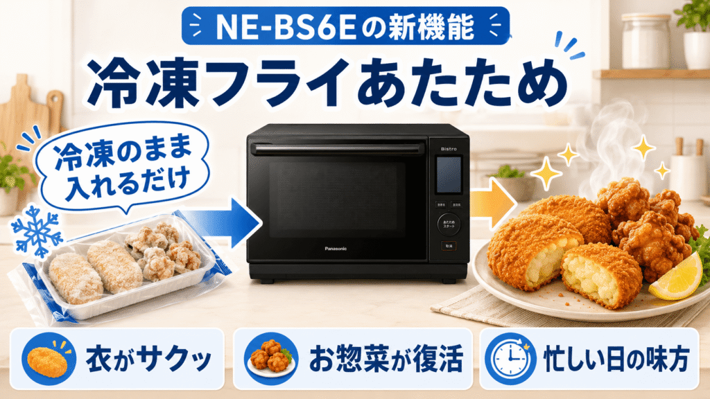 NE-BS6EとNE-BS6Cの決定的な違い　　NE-BS6Eは「冷凍フライあたため」で市販のお惣菜もサクッと復活